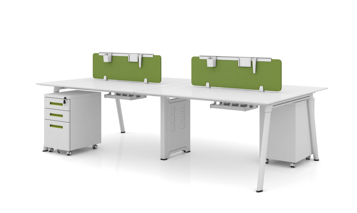 时尚白色现代办公家具带储物桌（HC-101）
